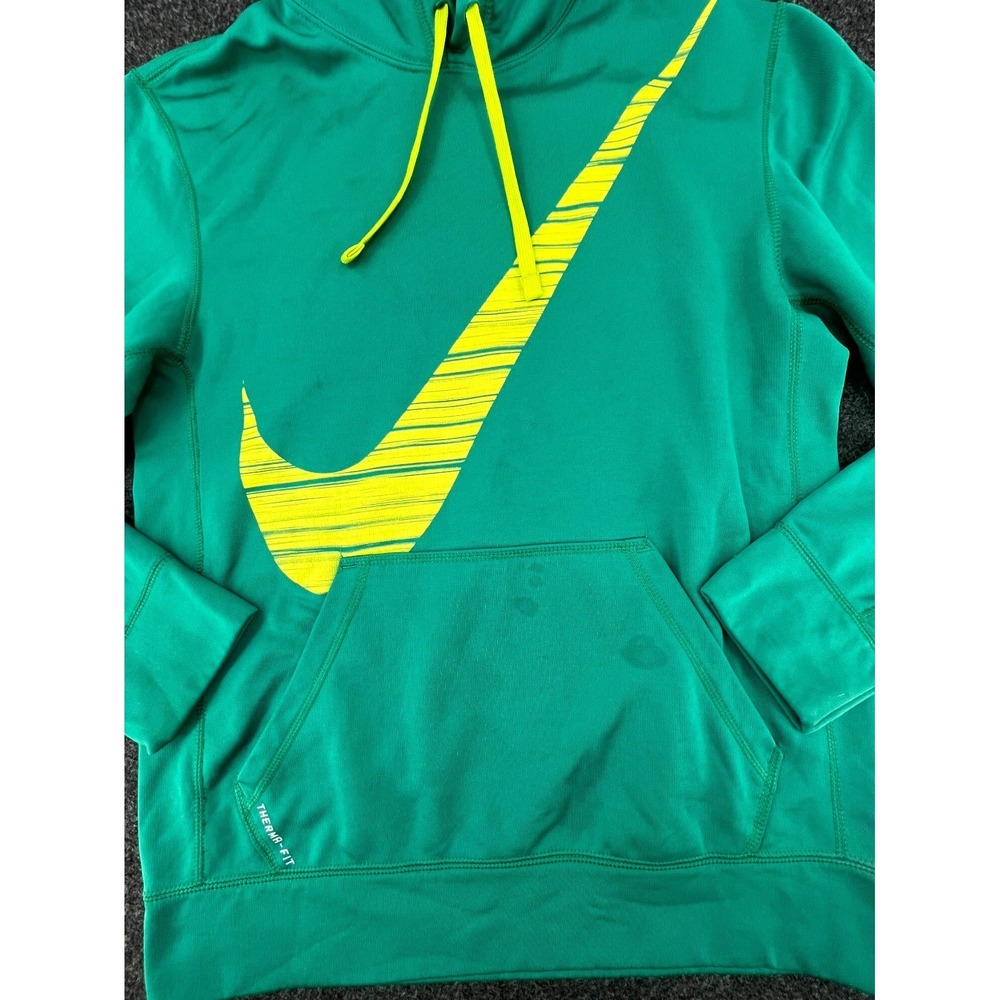 Nike Therma Fit Oversized Hoodie Mens Small Green Swoosh Logo Lined Athletic - Picture 3 of 12